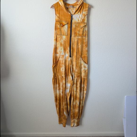 Autumn Teneyl Tie Dye Hooded Jumpsuit M/L Rave Boho Sustainable Organic $300 - Picture 9 of 16